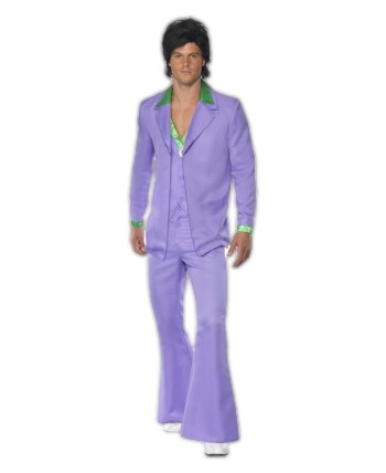 DISFRAZ DE DISCO FEVER LILA Y VERDE AÑOS 70 PARA HOMBRE