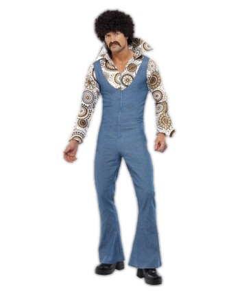 DISFRAZ DE AÑOS 70 PETO AZUL PSICODELICO