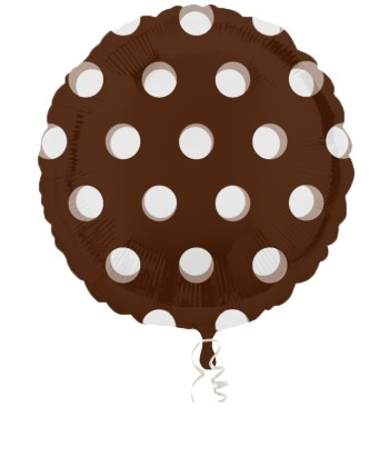 GLOBO DE HELIO MARRÓN CON TOPOS BLANCOS MAGICOLOR