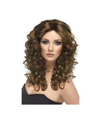 PELUCA SONIA CASTAÑA RIZADA SIN FLEQUILLO LUJO