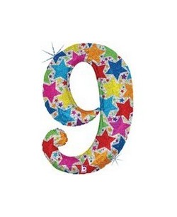 GLOBO DE HELIO HOLOGRAFICO ESTRELLAS NUMERO 9