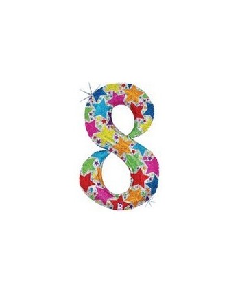 GLOBO DE HELIO HOLOGRAFICO ESTRELLAS NUMERO 8