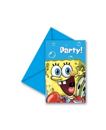 INVITACIONES BOB ESPONJA PARTY 6 UNIDADES
