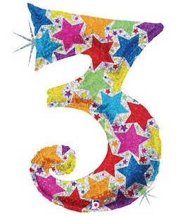 GLOBO DE HELIO HOLOGRAFICO ESTRELLAS NUMERO 3