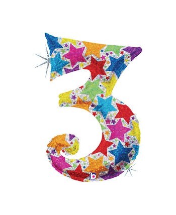 GLOBO DE HELIO HOLOGRAFICO ESTRELLAS NUMERO 3