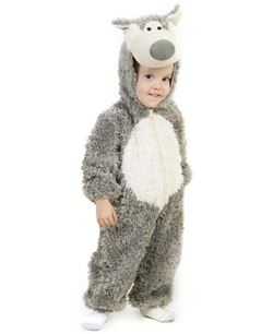 DISFRAZ DE LOBO GRIS PELUCHE PARA BEBE