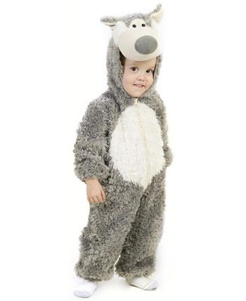 DISFRAZ DE LOBO GRIS PELUCHE PARA BEBE