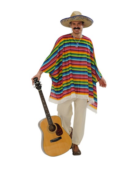 PONCHO Y SOMBRERO MEJICANO PARA HOMBRE