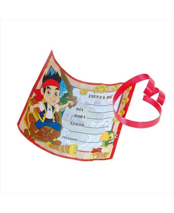 INVITACIONES JAKE Y LOS PIRATAS 6 UNIDADES