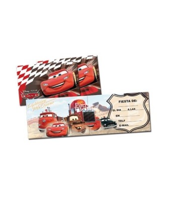INVITACIONES CARS CON SOBRE 6 UNIDADES