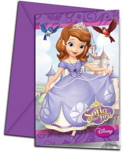 INVITACIONES PRINCESA SOFIA 6 UNIDADES CON SOBRE
