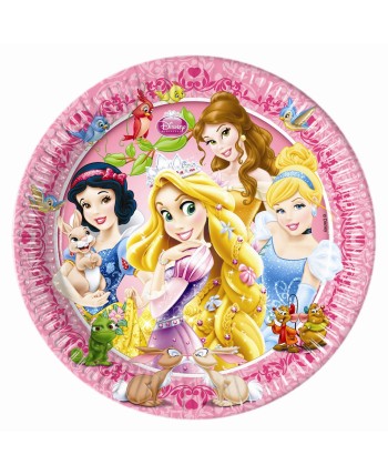 PLATOS PRINCESAS CON ANIMALES 8 UNIDADES