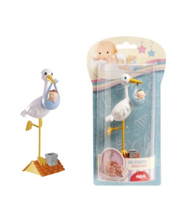 FIGURA CIGÜEÑA BAUTIZO NIÑO PVC