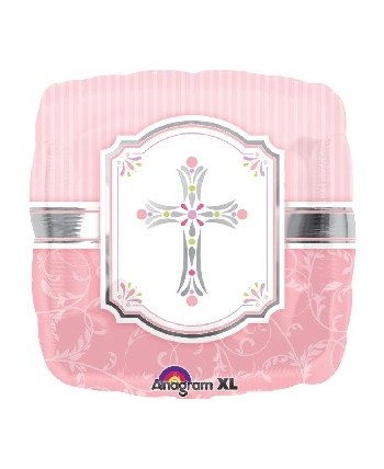 GLOBO DE HELIO COMUNION ROSA CUADRADO