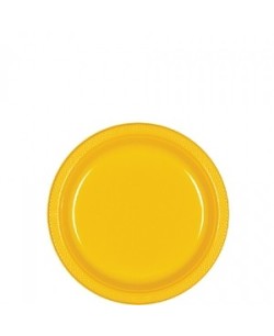 PLATO AMARILLO DE PLASTICO 10 UNIDADES