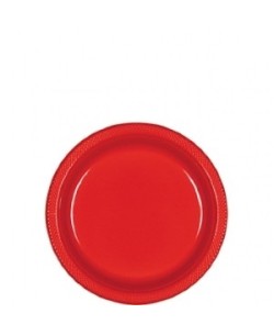 PLATO ROJO PLASTICO 10 UNIDADES