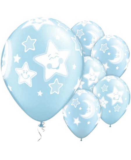 GLOBO 6 UNIDADES AZUL ESTRELLAS Y LUNA