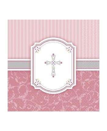 SERVILLETAS MI PRIMERA COMUNION ROSA 16 UNIDADES