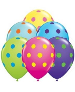 BOLSA 5 GLOBOS COLORES CON TOPOS