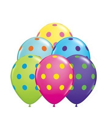 BOLSA 5 GLOBOS COLORES CON TOPOS