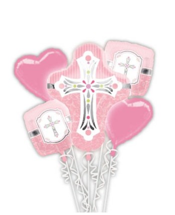 BOUQUETS DE GLOBOS PRIMERA COMUNION NIÑA