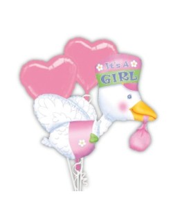 BOUQUET DE GLOBOS CIGÜEÑA NIÑA