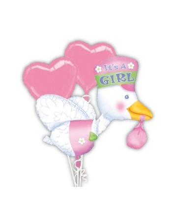 BOUQUET DE GLOBOS CIGÜEÑA NIÑA