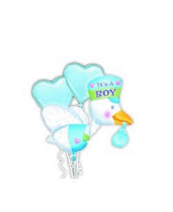 BOUQUET DE GLOBOS CIGÜEÑA NIÑO