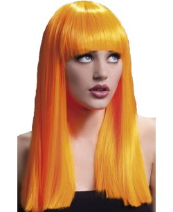 PELUCA ALEXIA NARANJA NEON CALIDAD DE LUJO