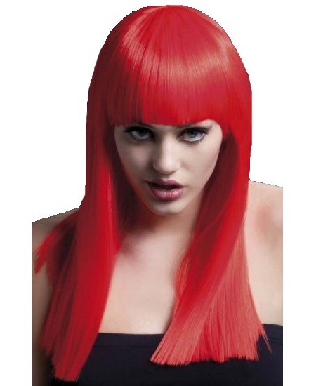PELUCA ALEXIA ROJO NEON CALIDAD DE LUJO