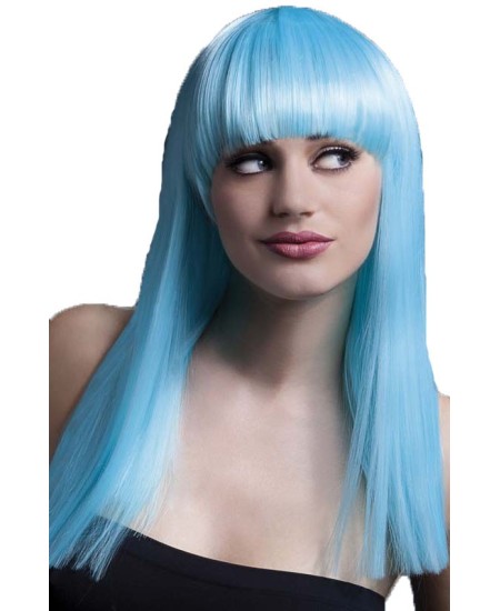 Peluca alexia azul neon de fibra sintética