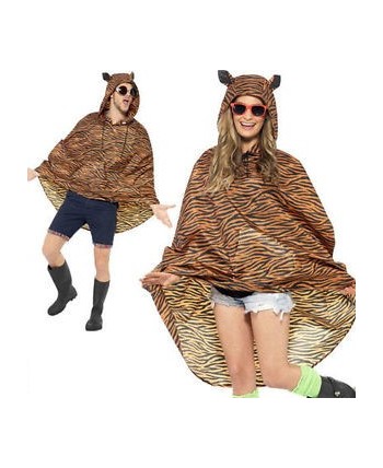 PONCHO TIGRE IMPERMEABLE PARA ADULTO