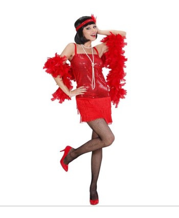 DISFRAZ DE CHARLESTON ROJO FLECOS PARA MUJER