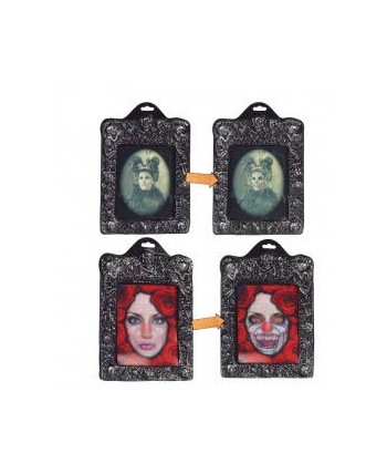 CUADROS TERROR PAYASO Y MUJER ANTIGUA HOLOGRAFICOS