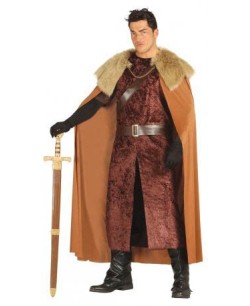 DISFRAZ DE GUERRERO MEDIEVAL CON CAPA MARRON PARA HOMBRE