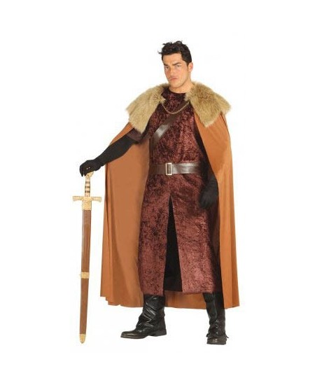 DISFRAZ DE GUERRERO MEDIEVAL CON CAPA MARRON PARA HOMBRE