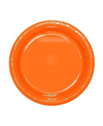 PLATO NARANJA PEQUEÑO DE PLASTICO 10 UNIDADES