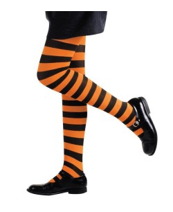 MEDIAS A RAYAS NEGRO NARANJA INFANTIL TALLA 11-14 AÑOS