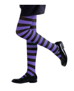 MEDIAS A RAYAS NEGRO MORADO INFANTIL TALLA 11-14 AÑOS