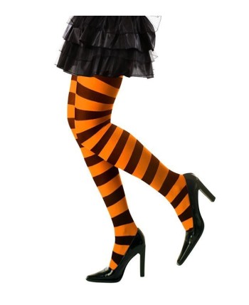 MEDIAS A RAYAS NEGRO NARANJA ADULTO