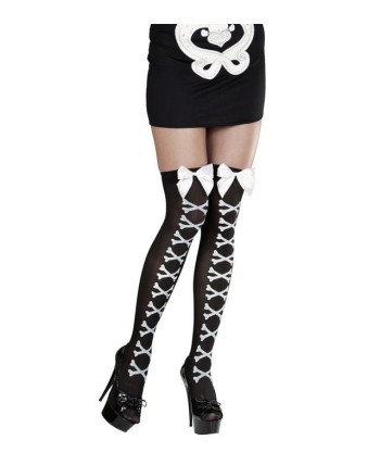 MEDIAS POR ENCIMA DE LA RODILLA CON HUESOS Y LAZO