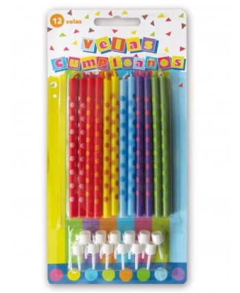 VELAS TOPOS COLORES 12 UNIDADES