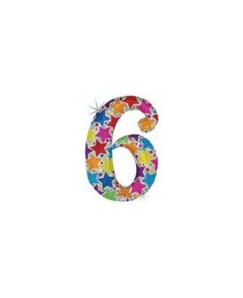 GLOBO DE HELIO HOLOGRAFICO ESTRELLAS NUMERO 6