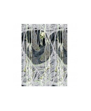 DECORACIÓN PARED TELARAÑA CON HUESOS Y CALAVE