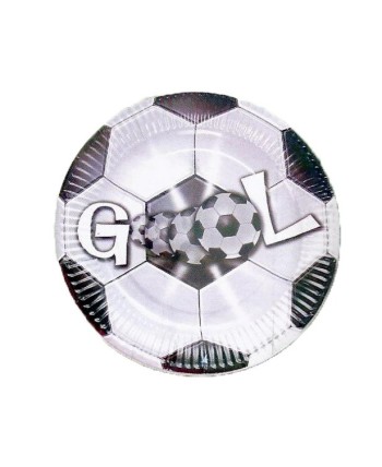 PLATO FUTBOL GOOL BLANCO Y NEGRO 8 UNIDADES