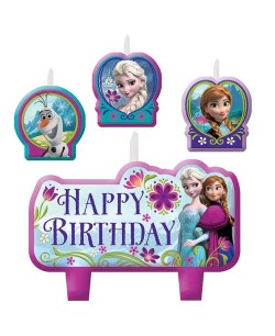 SET DE 4 VELAS FROZEN FELIZ CUMPLEAÑOS