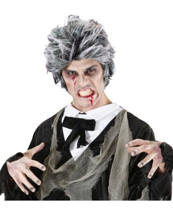 PELUCA ZOMBIE HOMBRE MECHAS BLANCAS