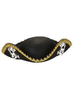 SOMBRERO TRICORNIO PIRATA CON CALAVERAS