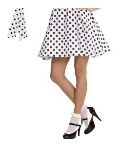 FALDA BLANCA LUNARES NEGROS 