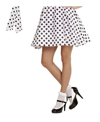 FALDA BLANCA LUNARES NEGROS 